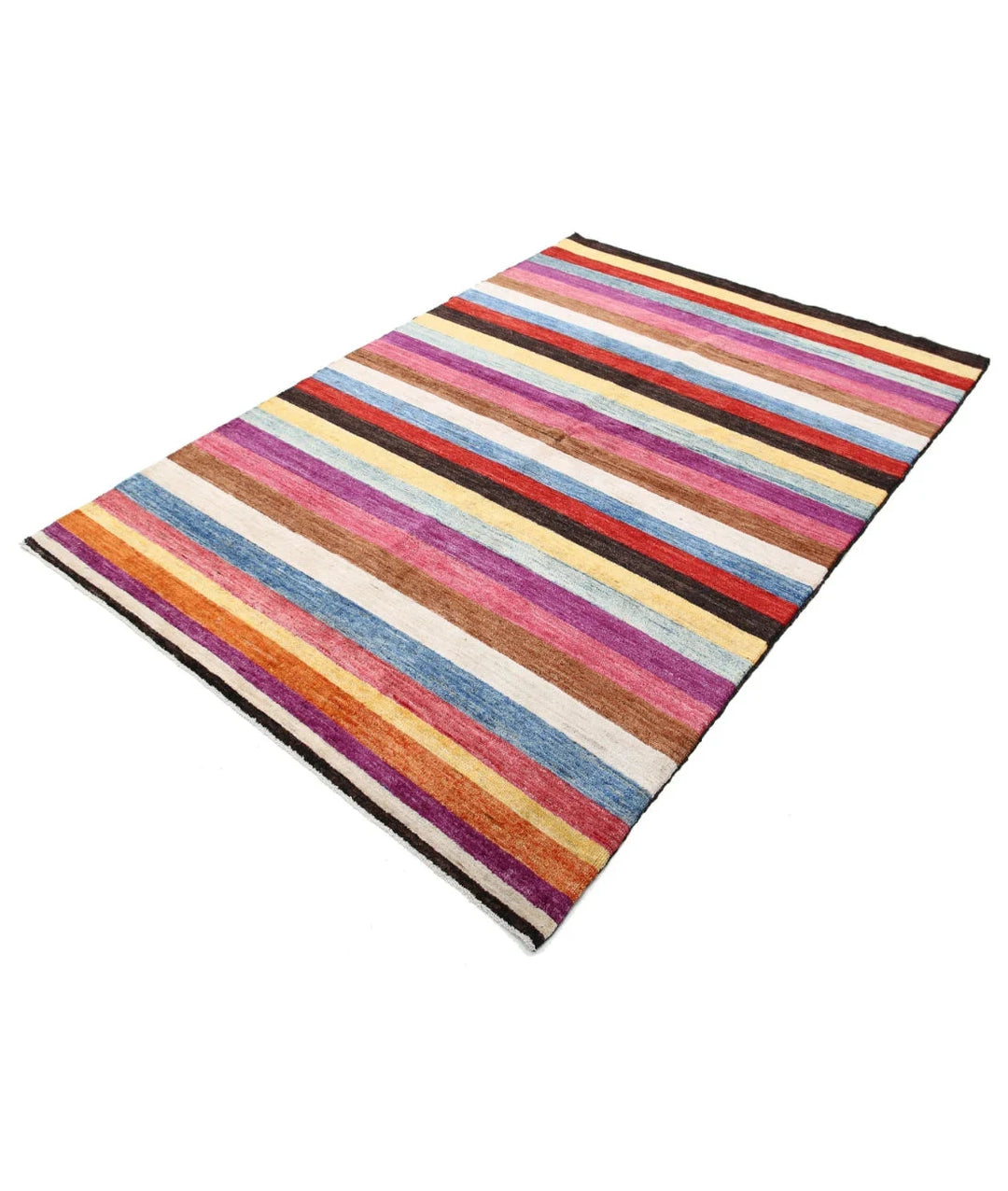 Beige Afghan Oriental Rug 5' 1" x 7' 3" Hand-Knotted | No. AT74073