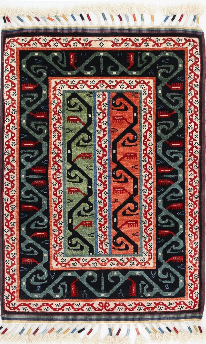 Afghan Shaal Rug 2' 0" x 3' 1" Hand-Knotted | No. AT74138