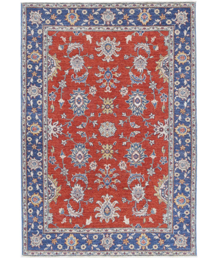 Rust Afghan Ziegler Rug 4' 0" x 5' 9" Hand-Knotted | No. AT74293