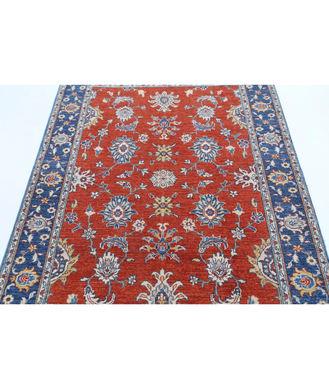 Rust Afghan Ziegler Rug 4' 0" x 5' 9" Hand-Knotted | No. AT74293