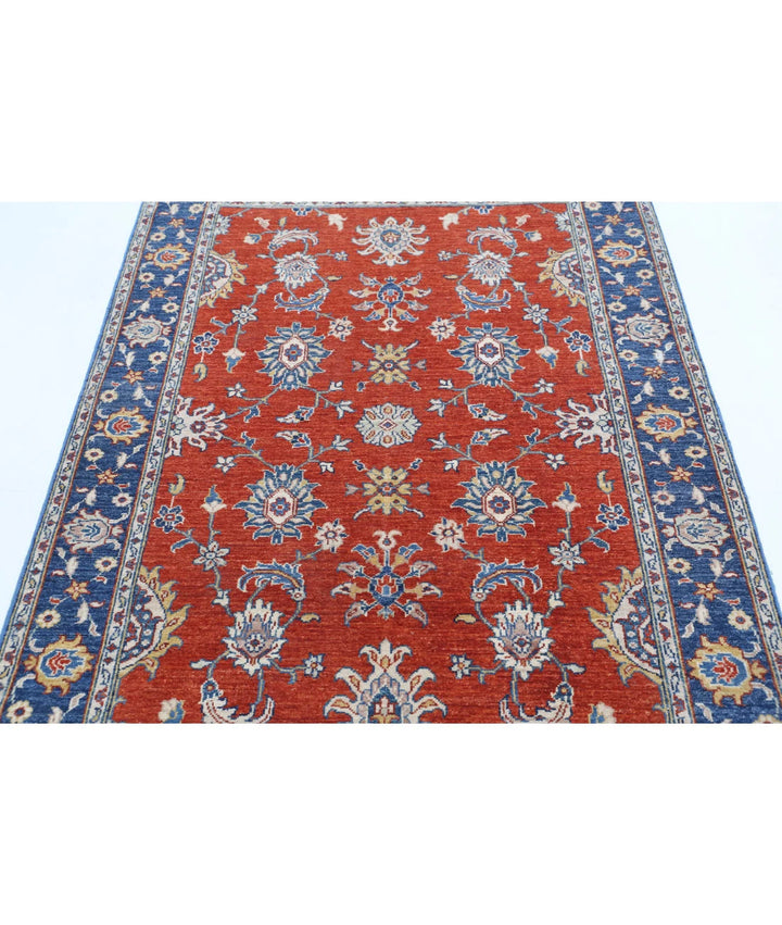 Rust Afghan Ziegler Rug 4' 0" x 5' 9" Hand-Knotted | No. AT74293