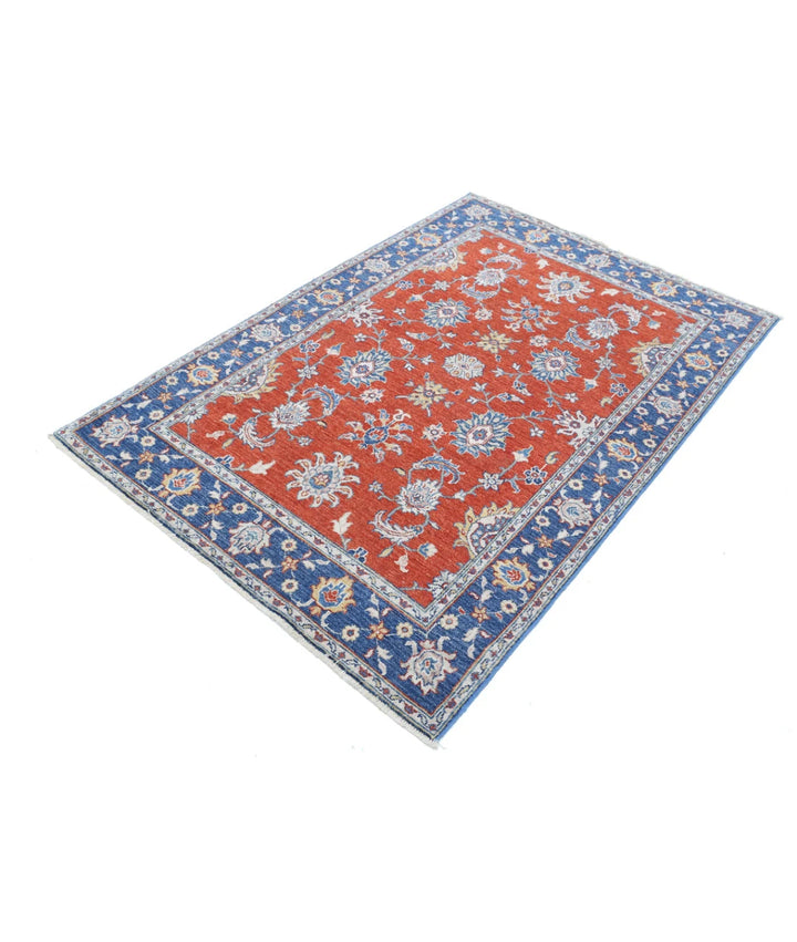 Rust Afghan Ziegler Rug 4' 0" x 5' 9" Hand-Knotted | No. AT74293