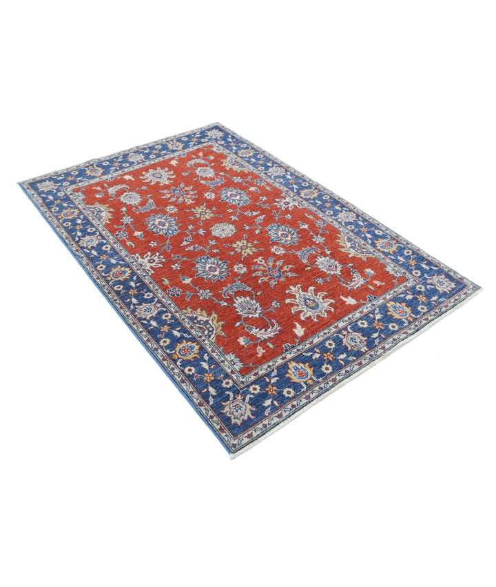 Rust Afghan Ziegler Rug 4' 0" x 5' 9" Hand-Knotted | No. AT74293