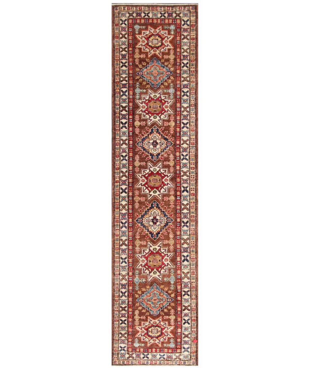 Grey Afghan Khotan Rug 2' 7" x 10' 4" Hand-Knotted | No. AT74380