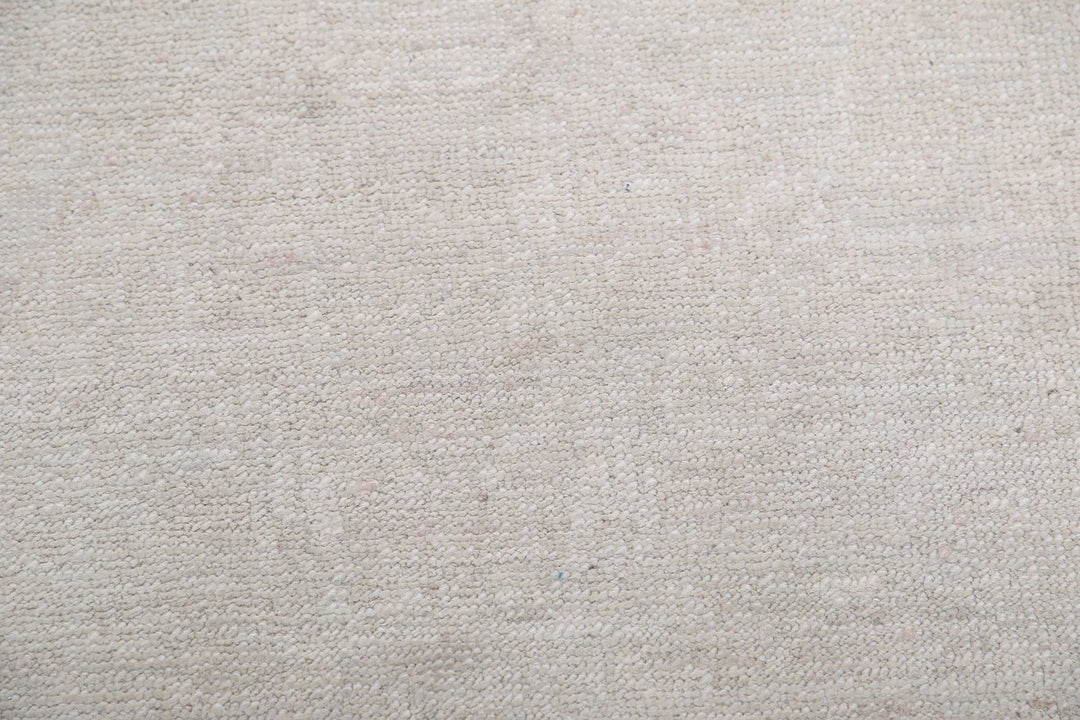 Ivory Afghan Tabriz Rug 3' 2" x 9' 10" Hand-Knotted | No. AT74448