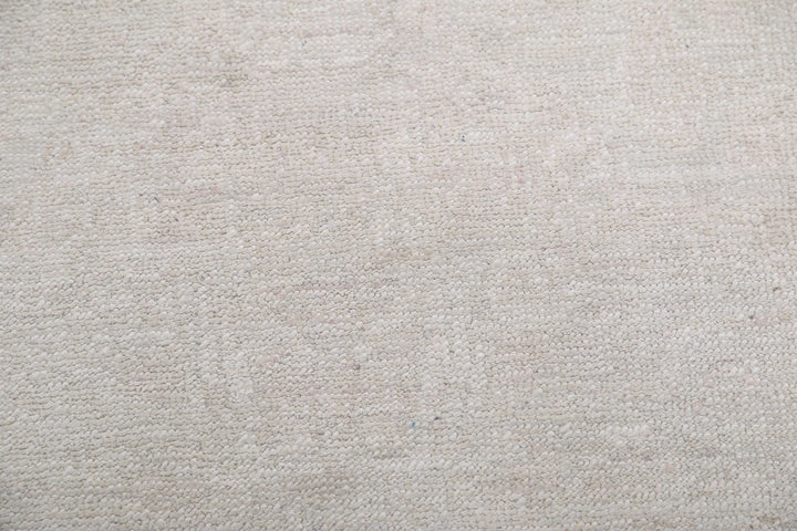 Ivory Afghan Tabriz Rug 3' 2" x 9' 10" Hand-Knotted | No. AT74448