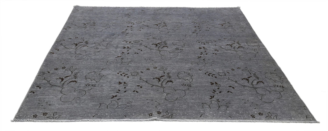Grey Afghan Oriental Rug 6' 5" x 8' 1" Hand-Knotted | No. AT74492