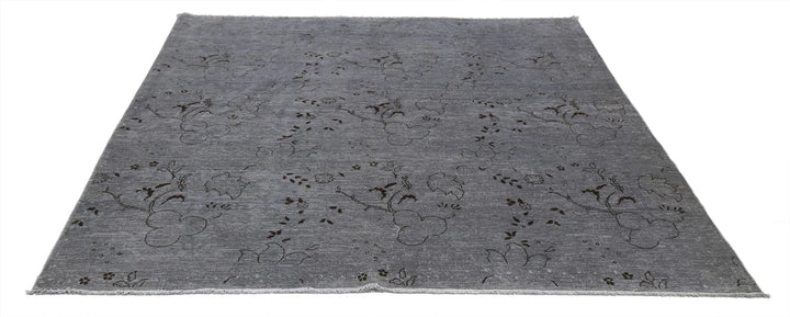 Grey Afghan Oriental Rug 6' 5" x 8' 1" Hand-Knotted | No. AT74492