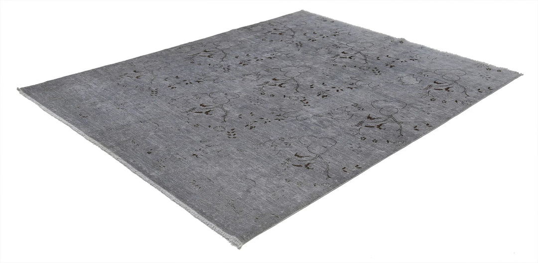 Grey Afghan Oriental Rug 6' 5" x 8' 1" Hand-Knotted | No. AT74492