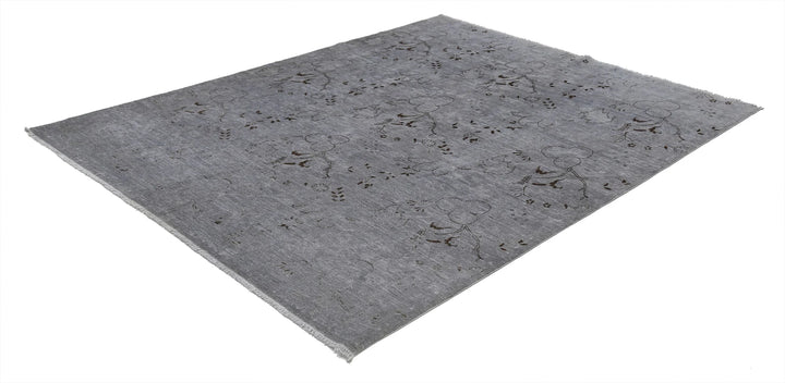 Grey Afghan Oriental Rug 6' 5" x 8' 1" Hand-Knotted | No. AT74492
