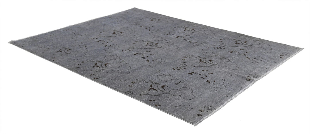 Grey Afghan Oriental Rug 6' 5" x 8' 1" Hand-Knotted | No. AT74492