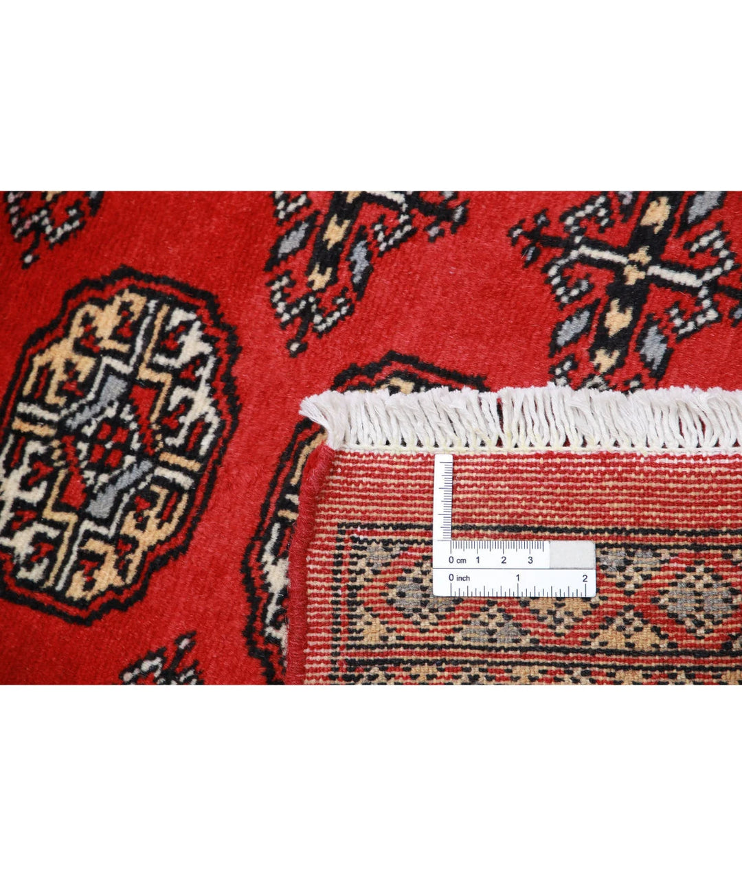 Red Pakistani Bokhara Rug 3' 0" x 4' 10" Hand-Knotted | No. AT74558