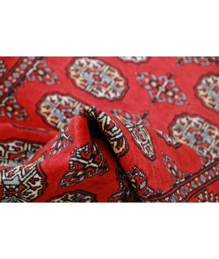 Red Pakistani Bokhara Rug 3' 0" x 4' 10" Hand-Knotted | No. AT74558