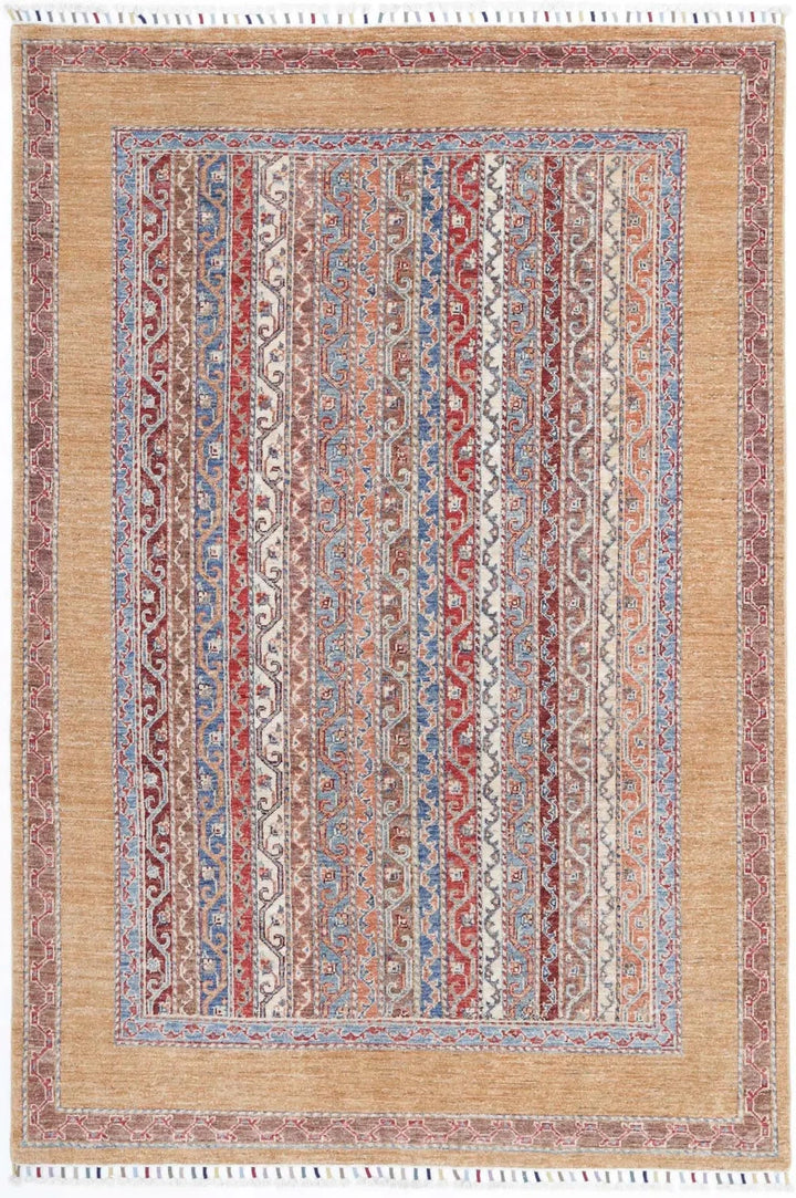 Gold Afghan Shaal Rug 4' 9" x 7' 2" Hand-Knotted | No. AT74589