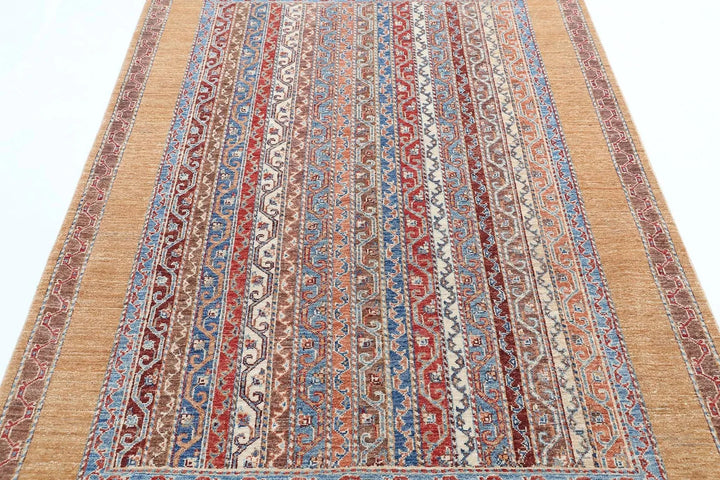 Gold Afghan Shaal Rug 4' 9" x 7' 2" Hand-Knotted | No. AT74589