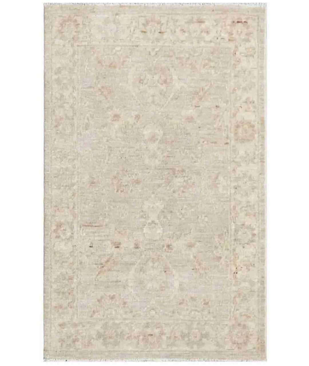 Ivory Afghan Serenity Rug 2' 1" x 3' 2" Hand-Knotted | No. AT74593