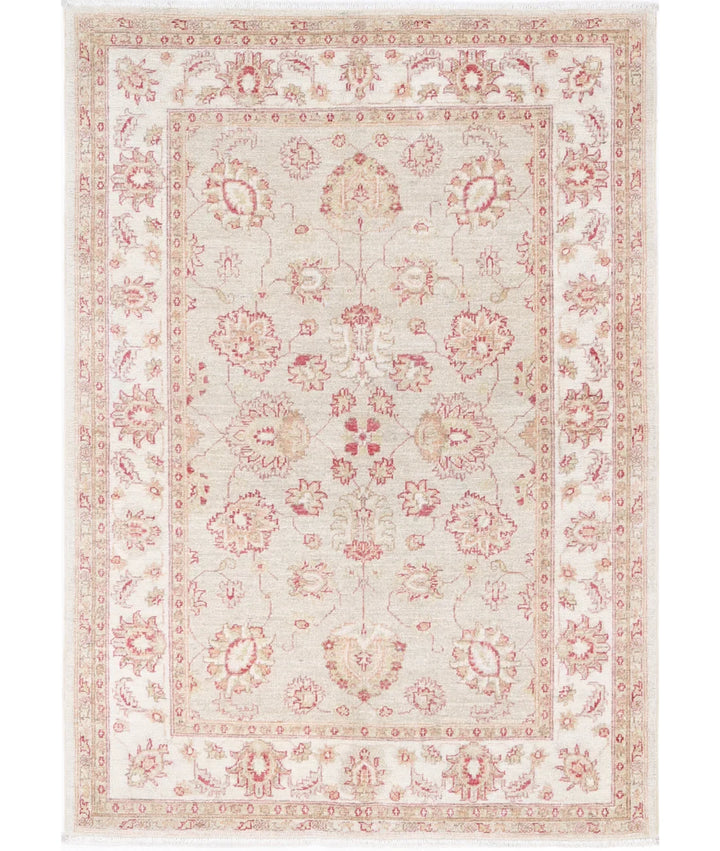 Ivory Afghan Serenity Rug 3' 10" x 5' 5" Hand-Knotted | No. AT74776