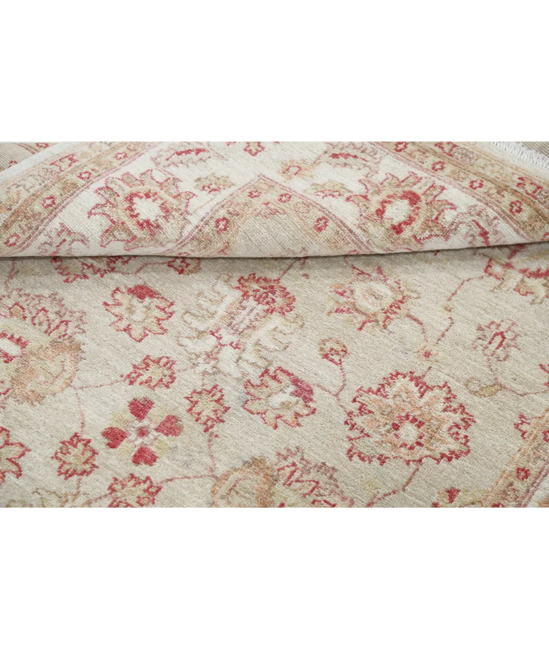 Ivory Afghan Serenity Rug 3' 10" x 5' 5" Hand-Knotted | No. AT74776