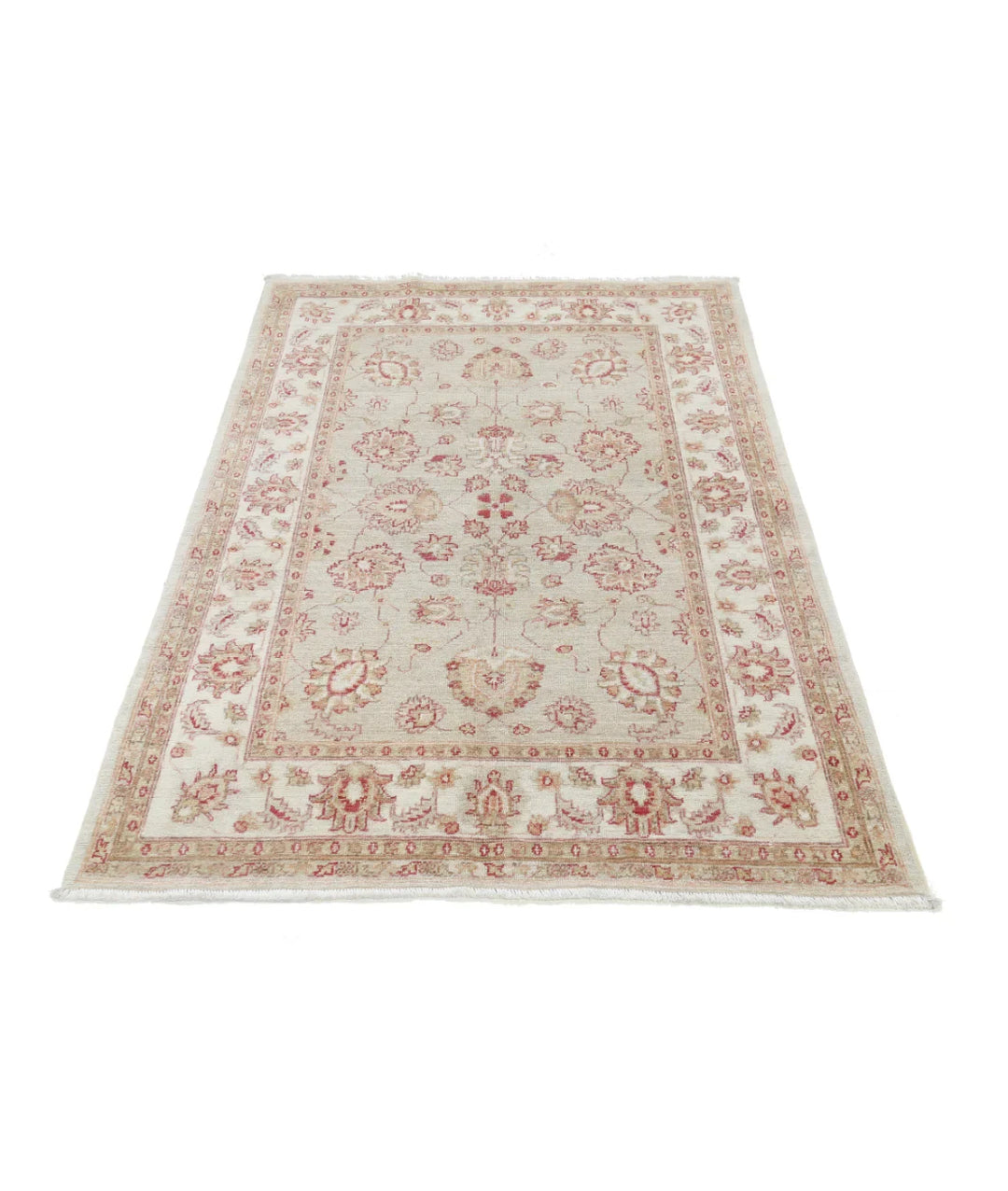 Ivory Afghan Serenity Rug 3' 10" x 5' 5" Hand-Knotted | No. AT74776