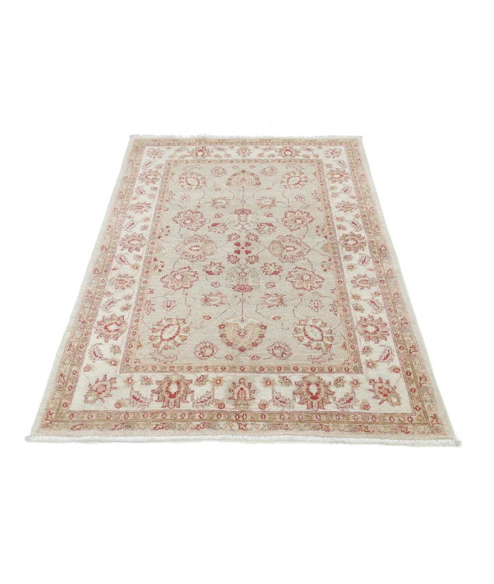 Ivory Afghan Serenity Rug 3' 10" x 5' 5" Hand-Knotted | No. AT74776