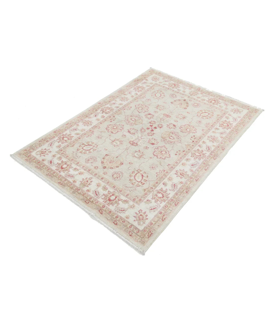 Ivory Afghan Serenity Rug 3' 10" x 5' 5" Hand-Knotted | No. AT74776