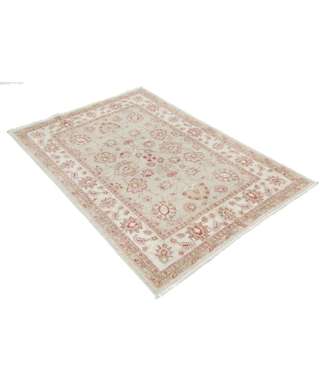 Ivory Afghan Serenity Rug 3' 10" x 5' 5" Hand-Knotted | No. AT74776