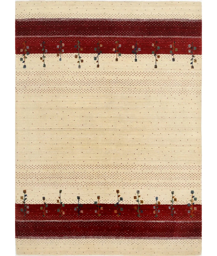 Ivory Indian Oriental Rug 4'9" x 6'6" Hand-Knotted | No. AT74790