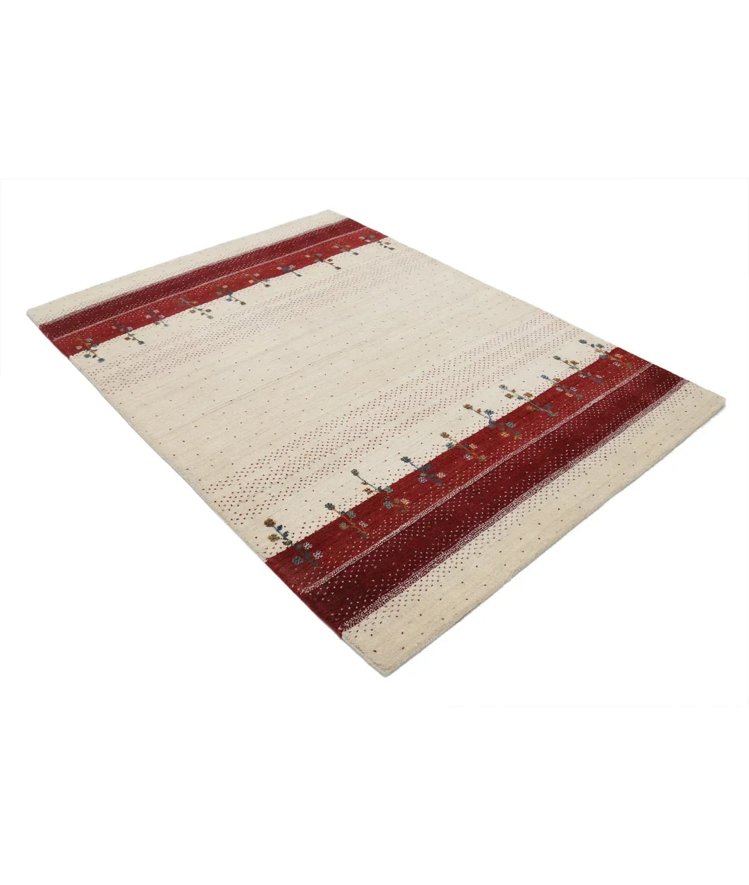 Ivory Indian Oriental Rug 4'9" x 6'6" Hand-Knotted | No. AT74790