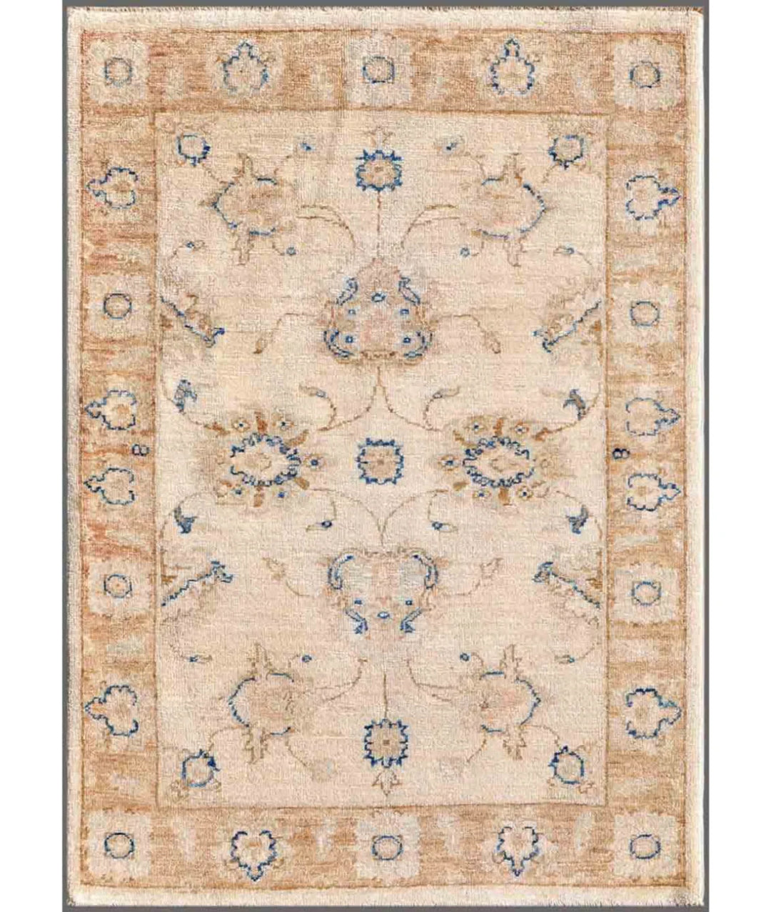 Ivory Afghan Serenity Rug 2' 8" x 3' 8" Hand-Knotted | No. AT74801