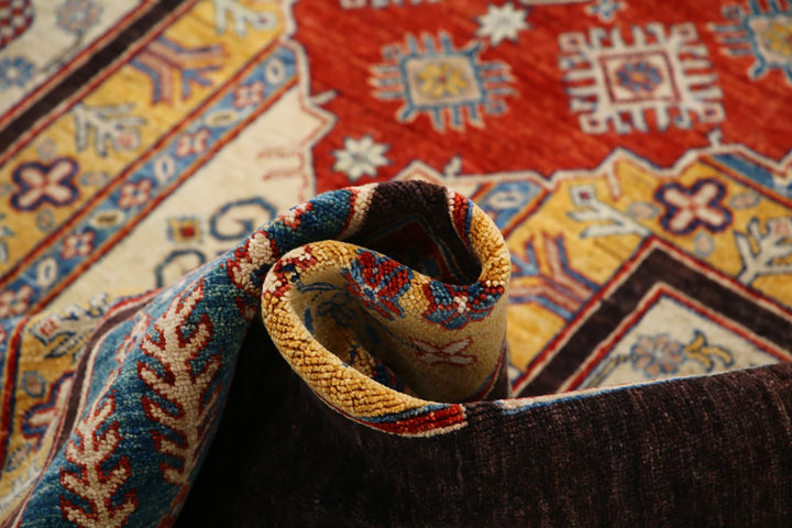 Black Afghan Ziegler Rug 6' 6" x 9' 10" Hand-Knotted | No. AT74816