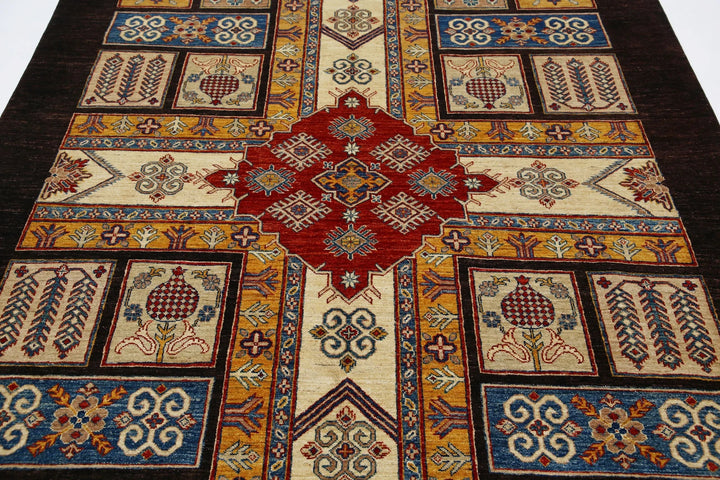 Black Afghan Ziegler Rug 6' 6" x 9' 10" Hand-Knotted | No. AT74816