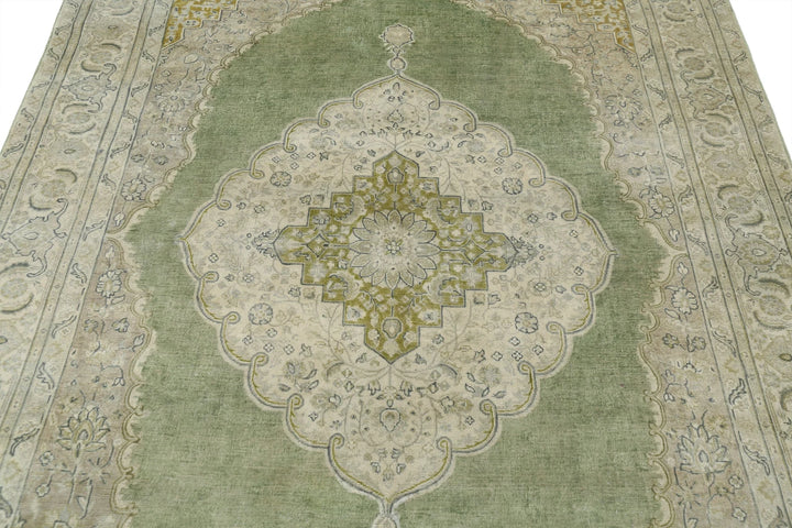 Green Ivory Indian Ziegler Rug 5' 11" x 8' 9" Hand-Knotted | No. AT74880