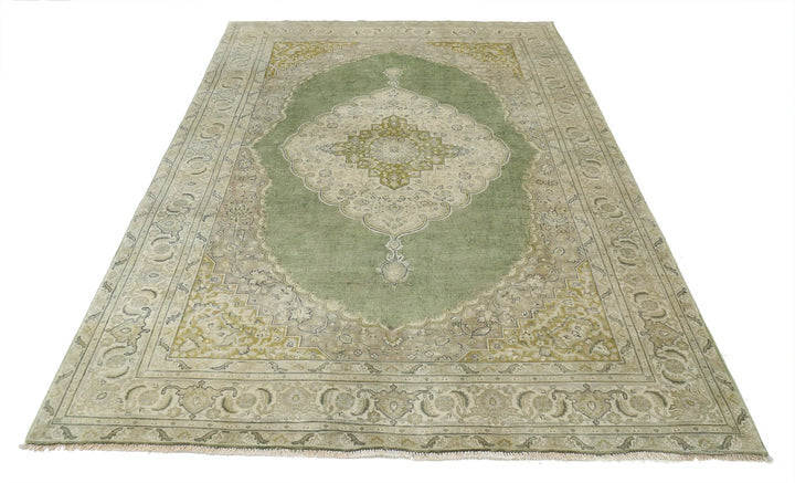 Green Ivory Indian Ziegler Rug 5' 11" x 8' 9" Hand-Knotted | No. AT74880