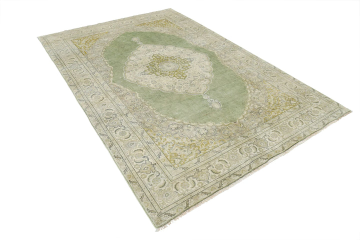 Green Ivory Indian Ziegler Rug 5' 11" x 8' 9" Hand-Knotted | No. AT74880