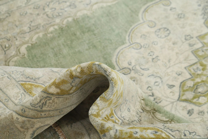 Green Ivory Indian Ziegler Rug 5' 11" x 8' 9" Hand-Knotted | No. AT74880