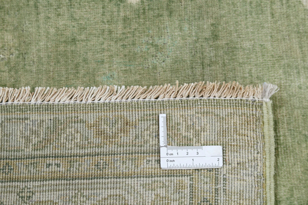 Green Ivory Indian Ziegler Rug 5' 11" x 8' 9" Hand-Knotted | No. AT74880