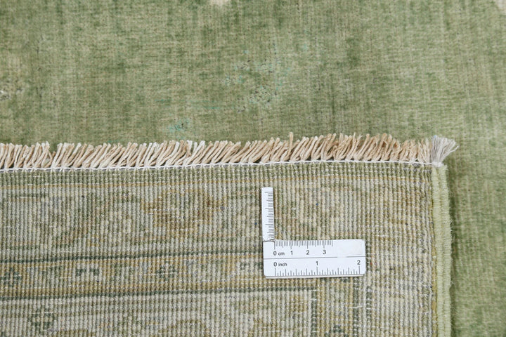 Green Ivory Indian Ziegler Rug 5' 11" x 8' 9" Hand-Knotted | No. AT74880