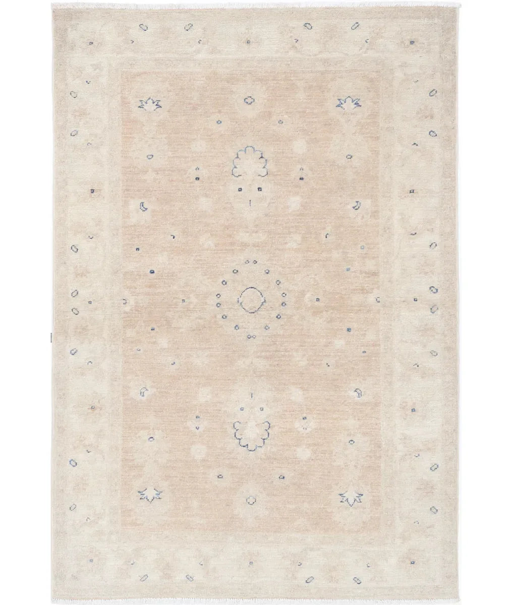 Brown Afghan Serenity Rug 3' 3" x 4' 11" Hand-Knotted | No. AT75016