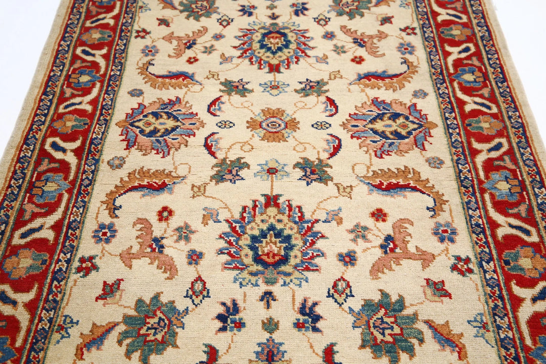 Beige Afghan Ziegler Rug 4' 0" x 6' 7" Hand-Knotted | No. AT75034