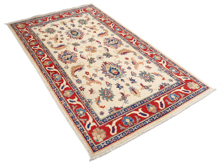 Beige Afghan Ziegler Rug 4' 0" x 6' 7" Hand-Knotted | No. AT75034