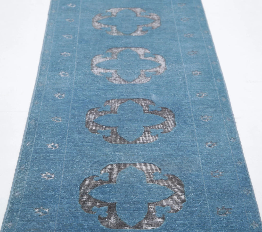 Blue Afghan Onyx Rug 2' 6" x 9' 9" Hand-Knotted | No. AT75048