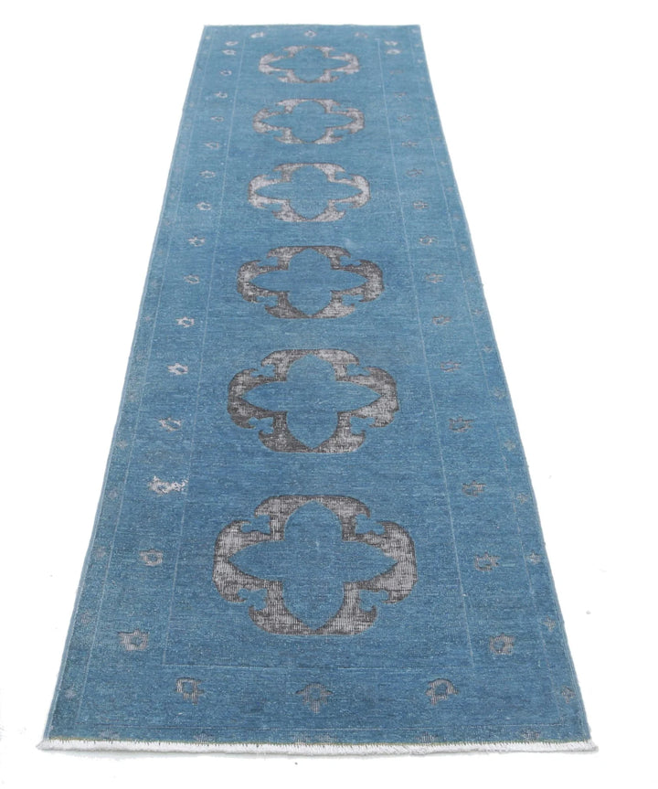 Blue Afghan Onyx Rug 2' 6" x 9' 9" Hand-Knotted | No. AT75048