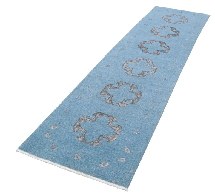 Blue Afghan Onyx Rug 2' 6" x 9' 9" Hand-Knotted | No. AT75048