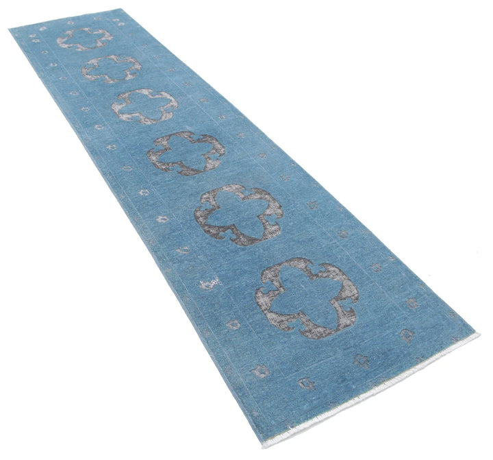 Blue Afghan Onyx Rug 2' 6" x 9' 9" Hand-Knotted | No. AT75048