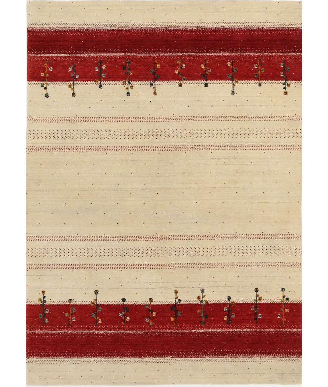 Ivory Indian Oriental Rug 5' 3" x 7' 5" Hand-Knotted | No. AT750509