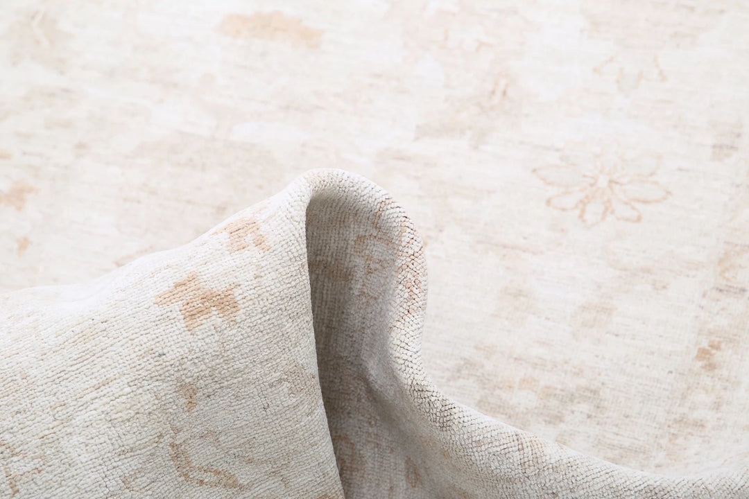 Ivory Afghan Runner Rug 4' 2" x 13' 5" Hand-Knotted | No. AT75083
