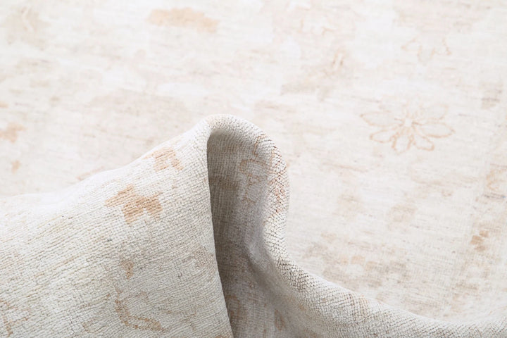 Ivory Afghan Runner Rug 4' 2" x 13' 5" Hand-Knotted | No. AT75083