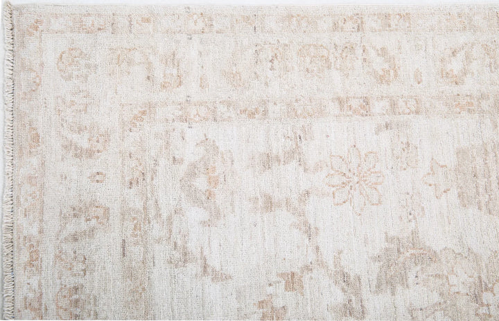 Ivory Afghan Runner Rug 4' 2" x 13' 5" Hand-Knotted | No. AT75083