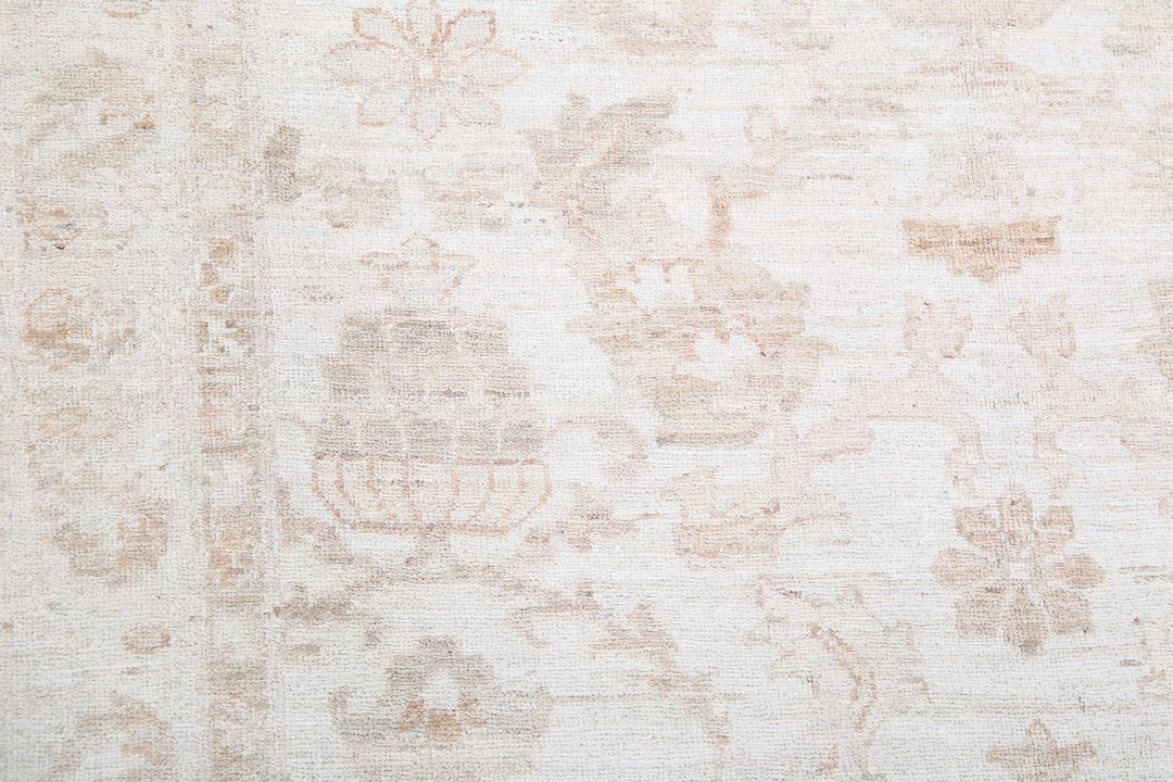 Ivory Afghan Runner Rug 4' 2" x 13' 5" Hand-Knotted | No. AT75083
