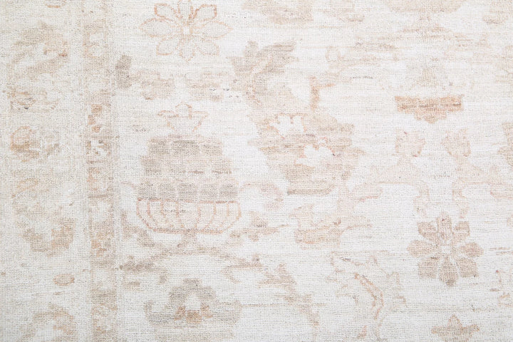 Ivory Afghan Runner Rug 4' 2" x 13' 5" Hand-Knotted | No. AT75083